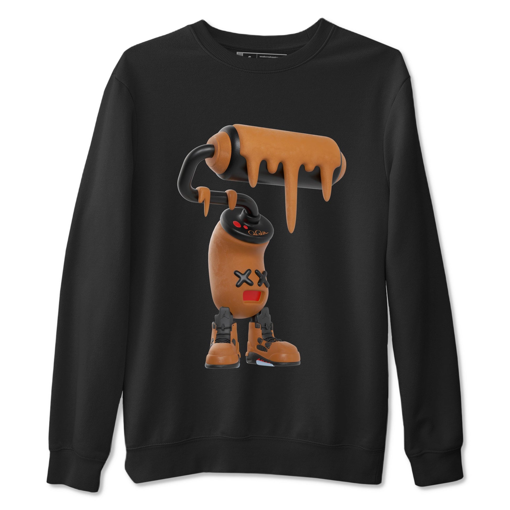 5s Archaeo Brown shirts to match jordans 3D Paint Roller sneaker match tees Air Jordan 5 Archaeo Brown match shoes to clothes SNRT Sneaker Tees unisex cotton Black 2 shirts