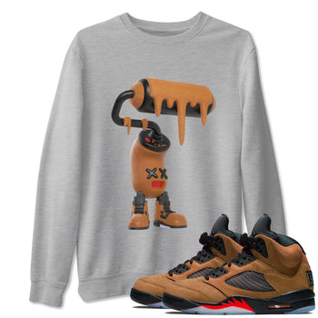 5s Archaeo Brown shirts to match jordans 3D Paint Roller sneaker match tees Air Jordan 5 Archaeo Brown match shoes to clothes SNRT Sneaker Tees unisex cotton Heather Grey 1 shirts