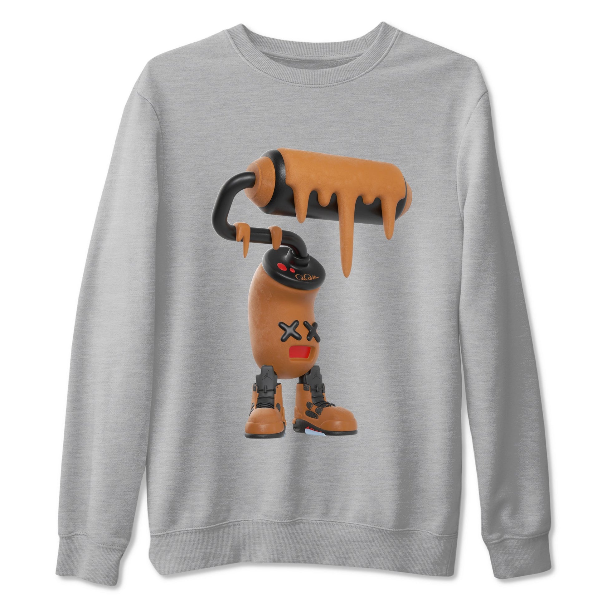5s Archaeo Brown shirts to match jordans 3D Paint Roller sneaker match tees Air Jordan 5 Archaeo Brown match shoes to clothes SNRT Sneaker Tees unisex cotton Heather Grey 2 shirts