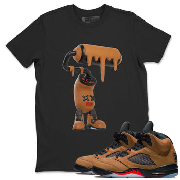 5s Archaeo Brown shirts to match jordans 3D Paint Roller sneaker match tees Air Jordan 5 Archaeo Brown match shoes to clothes SNRT Sneaker Tees unisex cotton Black 1 shirts