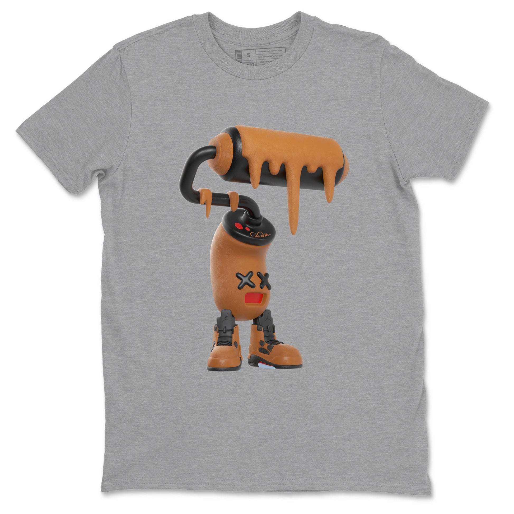 5s Archaeo Brown shirts to match jordans 3D Paint Roller sneaker match tees Air Jordan 5 Archaeo Brown match shoes to clothes SNRT Sneaker Tees unisex cotton Heather Grey 2 shirts