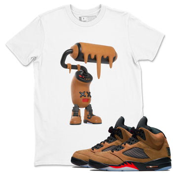 5s Archaeo Brown shirts to match jordans 3D Paint Roller sneaker match tees Air Jordan 5 Archaeo Brown match shoes to clothes SNRT Sneaker Tees unisex cotton White 1 shirts