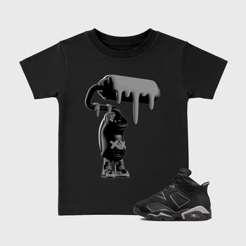 Sneaker match tees – Sneaker Tees To Match Air Jordan 6 Cap and Gown Shoes – 3D Paint Roller Kids T-Shirt Black 1