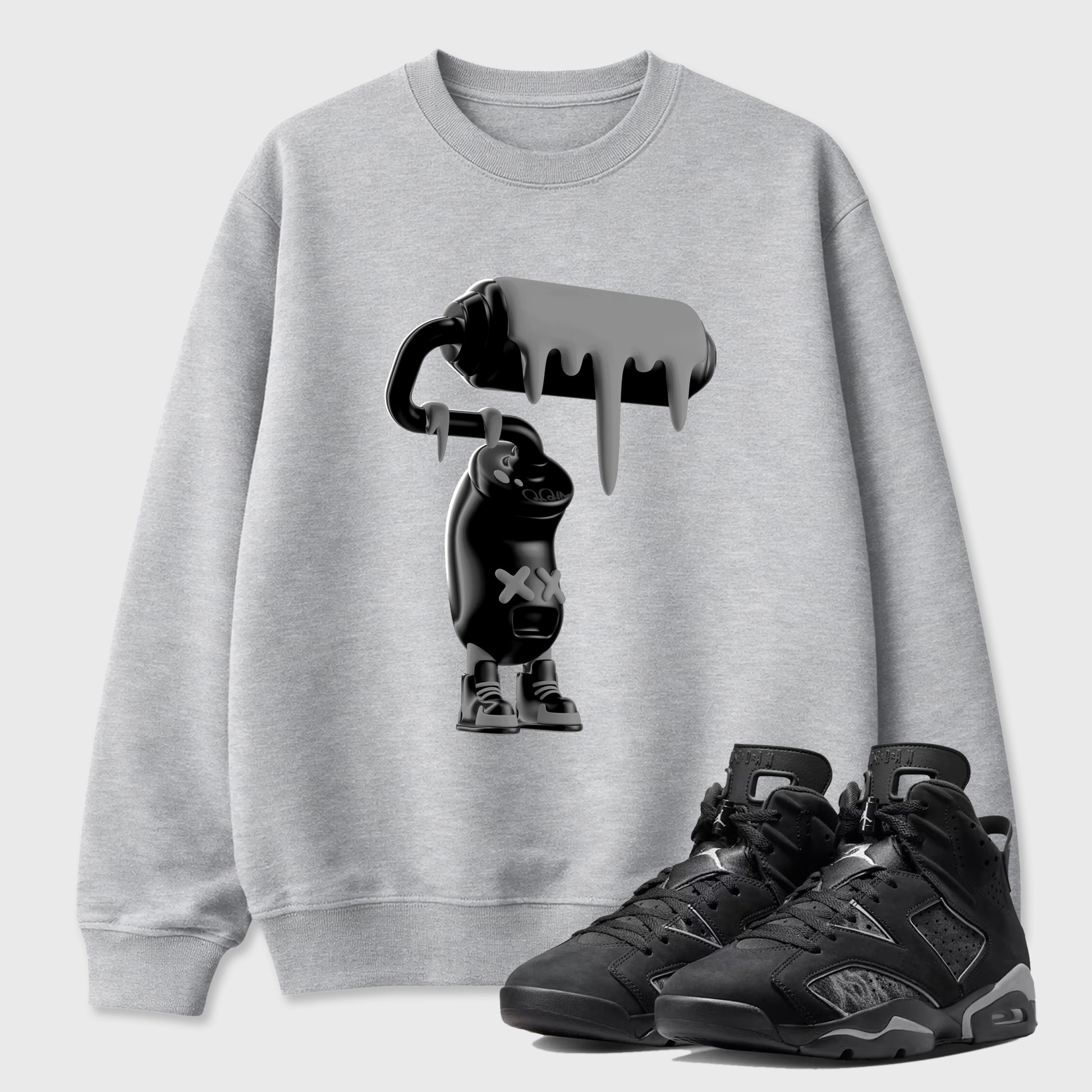 Sneaker match tees – Sneaker Tees To Match Air Jordan 6 Cap and Gown Shoes – 3D Paint Roller Tee Heather Grey 1