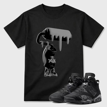 Sneaker match tees – Sneaker Tees To Match Air Jordan 6 Cap and Gown Shoes – 3D Paint Roller Tee Black 1