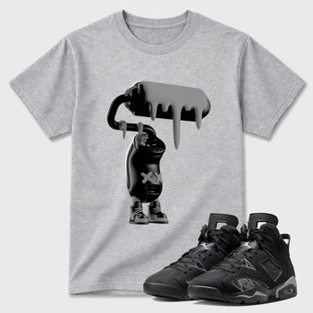Sneaker match tees – Sneaker Tees To Match Air Jordan 6 Cap and Gown Shoes – 3D Paint Roller Tee Heather Grey 1