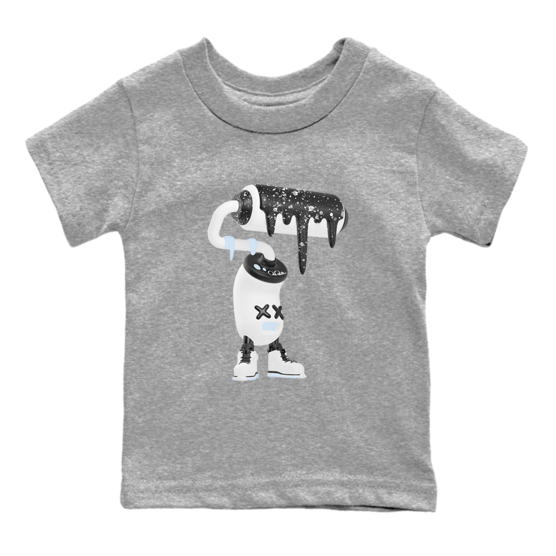 AJ6 White Black shirts to match jordans 3D Paint Roller sneaker match tees Air Jordan 6 White Black SNRT Sneaker Tees streetwear brand Baby and Youth Heather Grey 2 cotton tee
