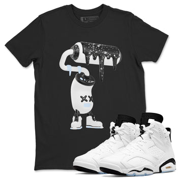 AJ6 White Black shirts to match jordans 3D Paint Roller sneaker match tees Air Jordan 6 White Black SNRT Sneaker Tees streetwear brand Black 1 unisex cotton tee