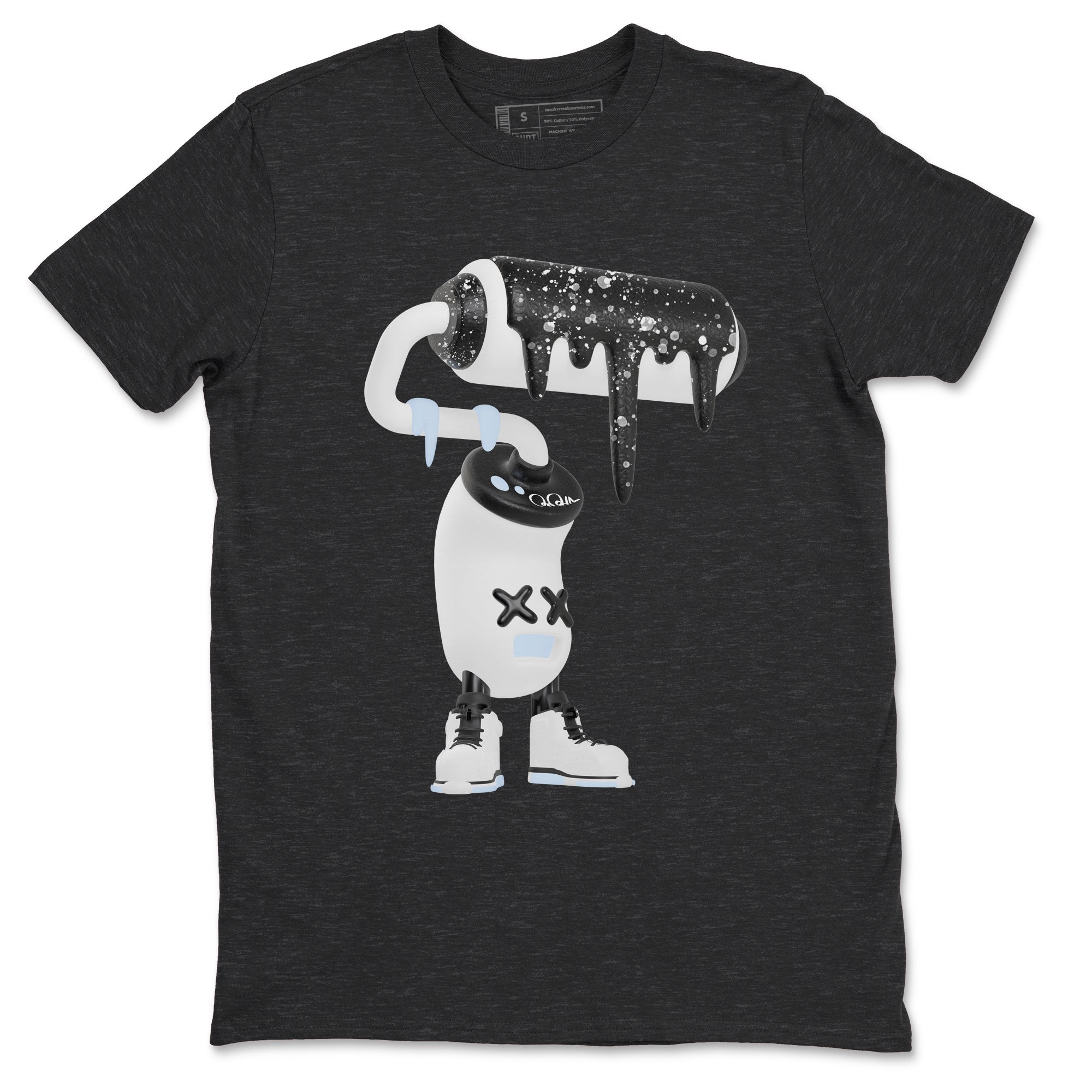 AJ6 White Black shirts to match jordans 3D Paint Roller sneaker match tees Air Jordan 6 White Black SNRT Sneaker Tees streetwear brand Charcoal Heather 2 unisex cotton tee