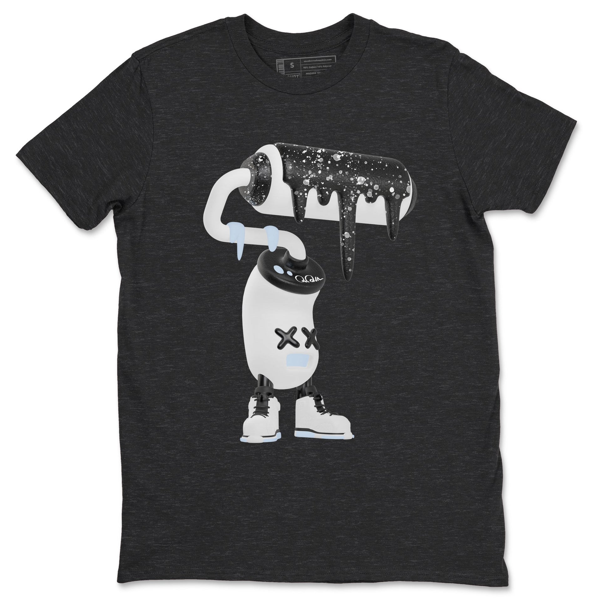 AJ6 White Black shirts to match jordans 3D Paint Roller sneaker match tees Air Jordan 6 White Black SNRT Sneaker Tees streetwear brand Charcoal Heather 2 unisex cotton tee