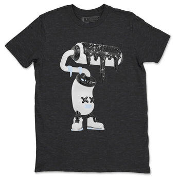 AJ6 White Black shirts to match jordans 3D Paint Roller sneaker match tees Air Jordan 6 White Black SNRT Sneaker Tees streetwear brand Charcoal Heather 2 unisex cotton tee