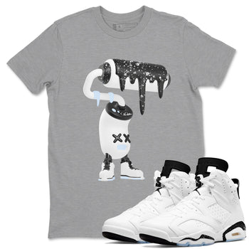 AJ6 White Black shirts to match jordans 3D Paint Roller sneaker match tees Air Jordan 6 White Black SNRT Sneaker Tees streetwear brand Heather Grey 1 unisex cotton tee
