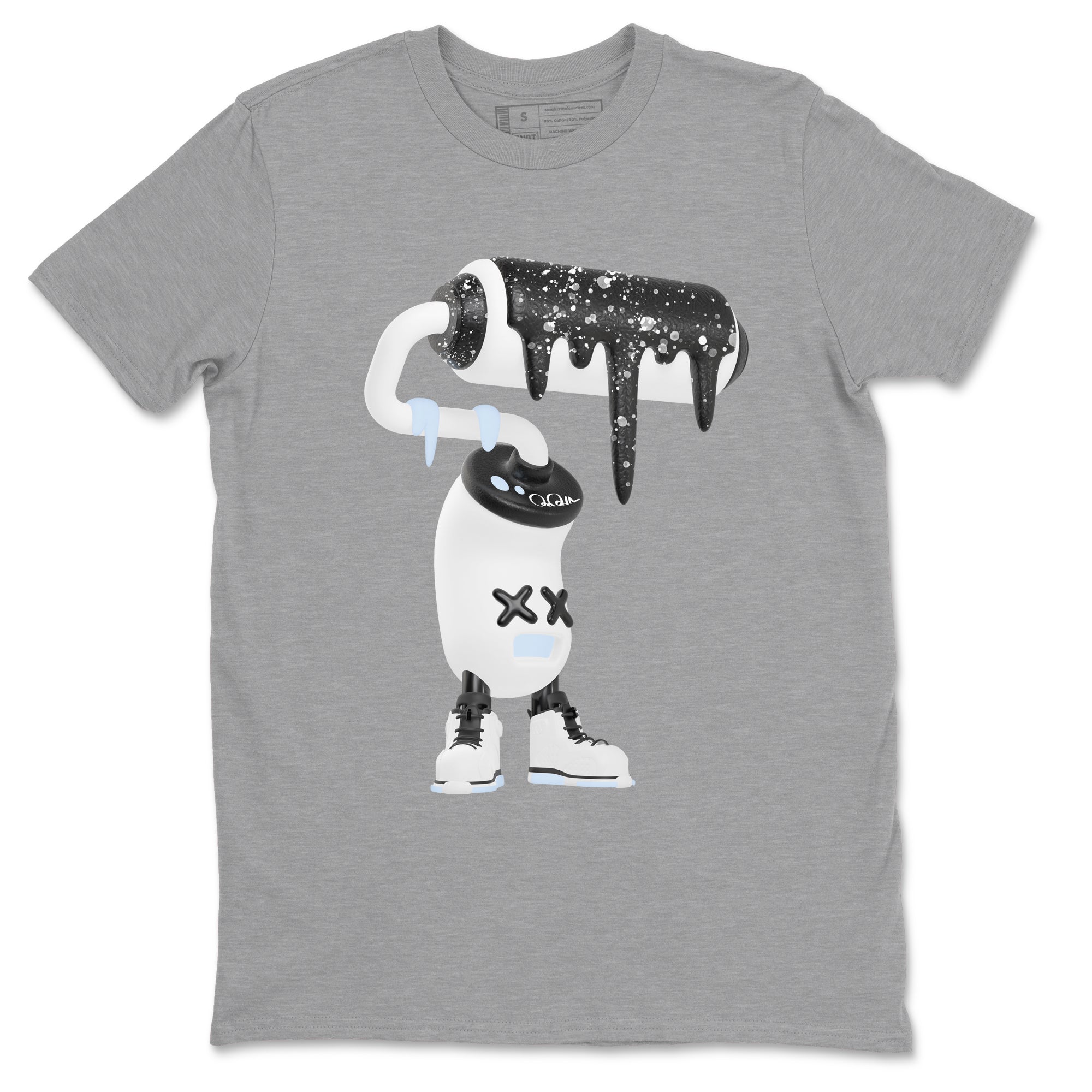 AJ6 White Black shirts to match jordans 3D Paint Roller sneaker match tees Air Jordan 6 White Black SNRT Sneaker Tees streetwear brand Heather Grey 2 unisex cotton tee