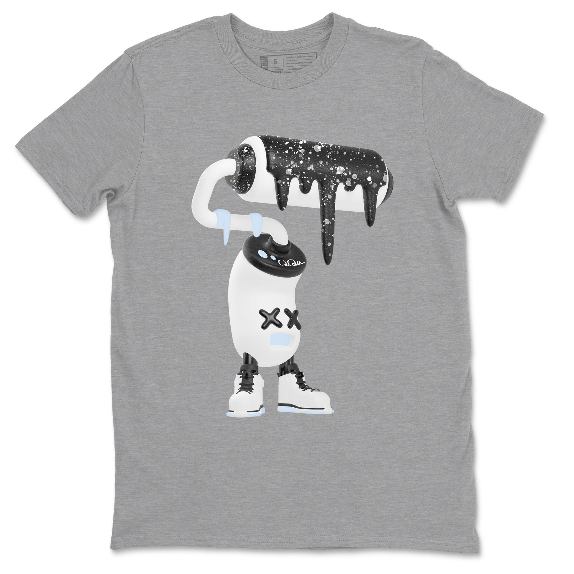 AJ6 White Black shirts to match jordans 3D Paint Roller sneaker match tees Air Jordan 6 White Black SNRT Sneaker Tees streetwear brand Heather Grey 2 unisex cotton tee