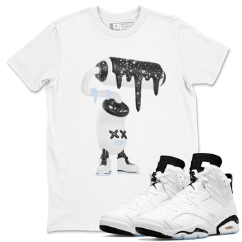 AJ6 White Black shirts to match jordans 3D Paint Roller sneaker match tees Air Jordan 6 White Black SNRT Sneaker Tees streetwear brand White 1 unisex cotton tee