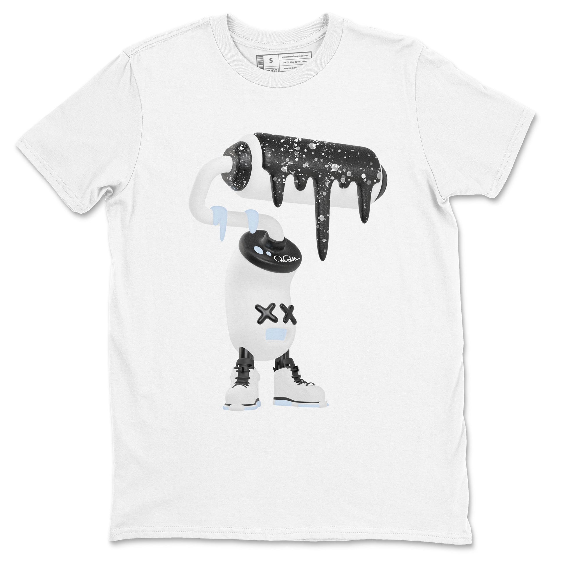 AJ6 White Black shirts to match jordans 3D Paint Roller sneaker match tees Air Jordan 6 White Black SNRT Sneaker Tees streetwear brand White 2 unisex cotton tee