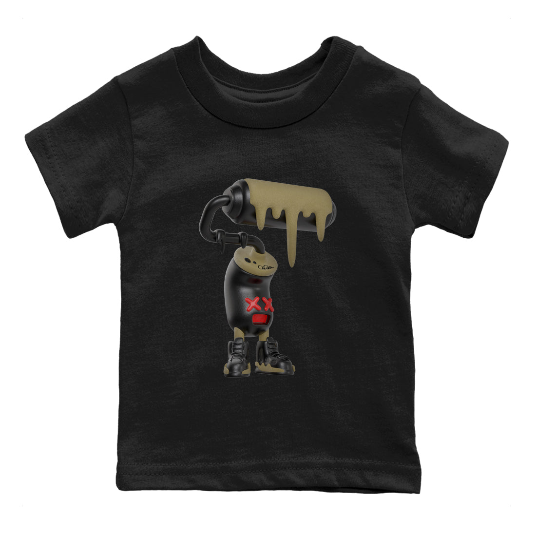9s Olive shirts to match jordans 3D Paint Roller sneaker match tees Air Jordan 9 Olive match shoes to clothes SNRT Sneaker Tees Youth Baby Black 2 tee