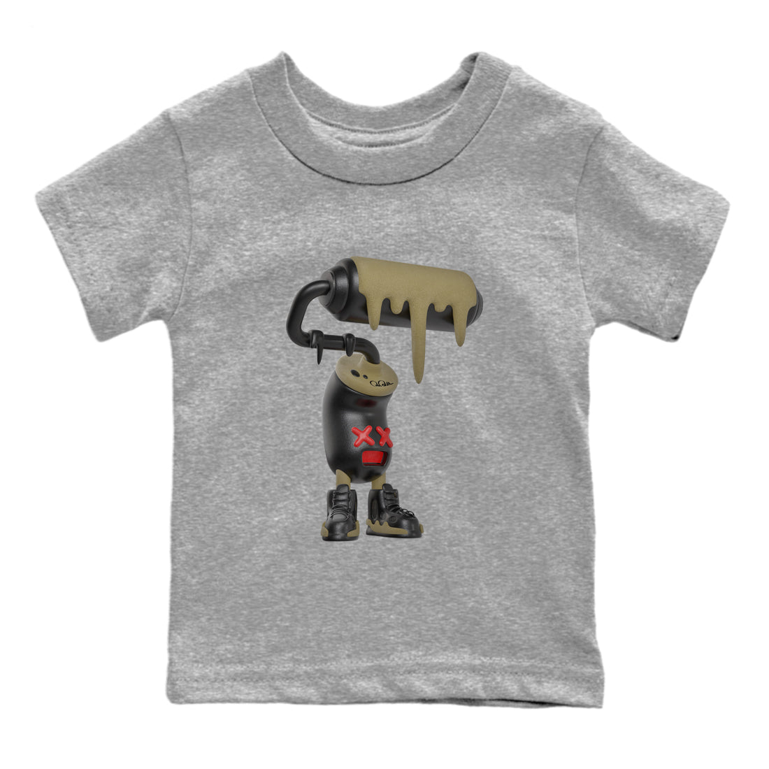 9s Olive shirts to match jordans 3D Paint Roller sneaker match tees Air Jordan 9 Olive match shoes to clothes SNRT Sneaker Tees Youth Baby Heather Grey 2 tee