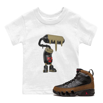 9s Olive shirts to match jordans 3D Paint Roller sneaker match tees Air Jordan 9 Olive match shoes to clothes SNRT Sneaker Tees Youth Baby White 1 tee