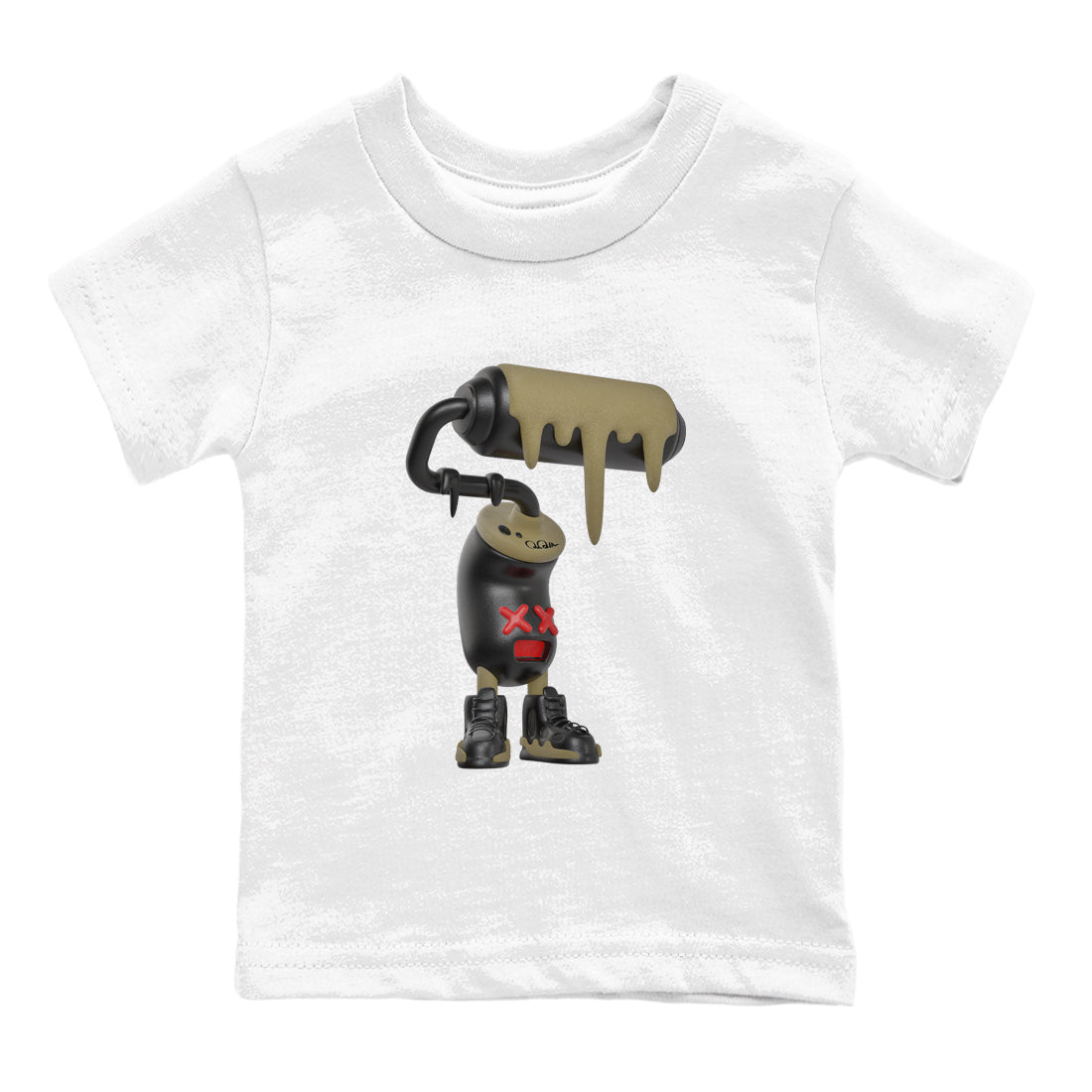 9s Olive shirts to match jordans 3D Paint Roller sneaker match tees Air Jordan 9 Olive match shoes to clothes SNRT Sneaker Tees Youth Baby White 2 tee