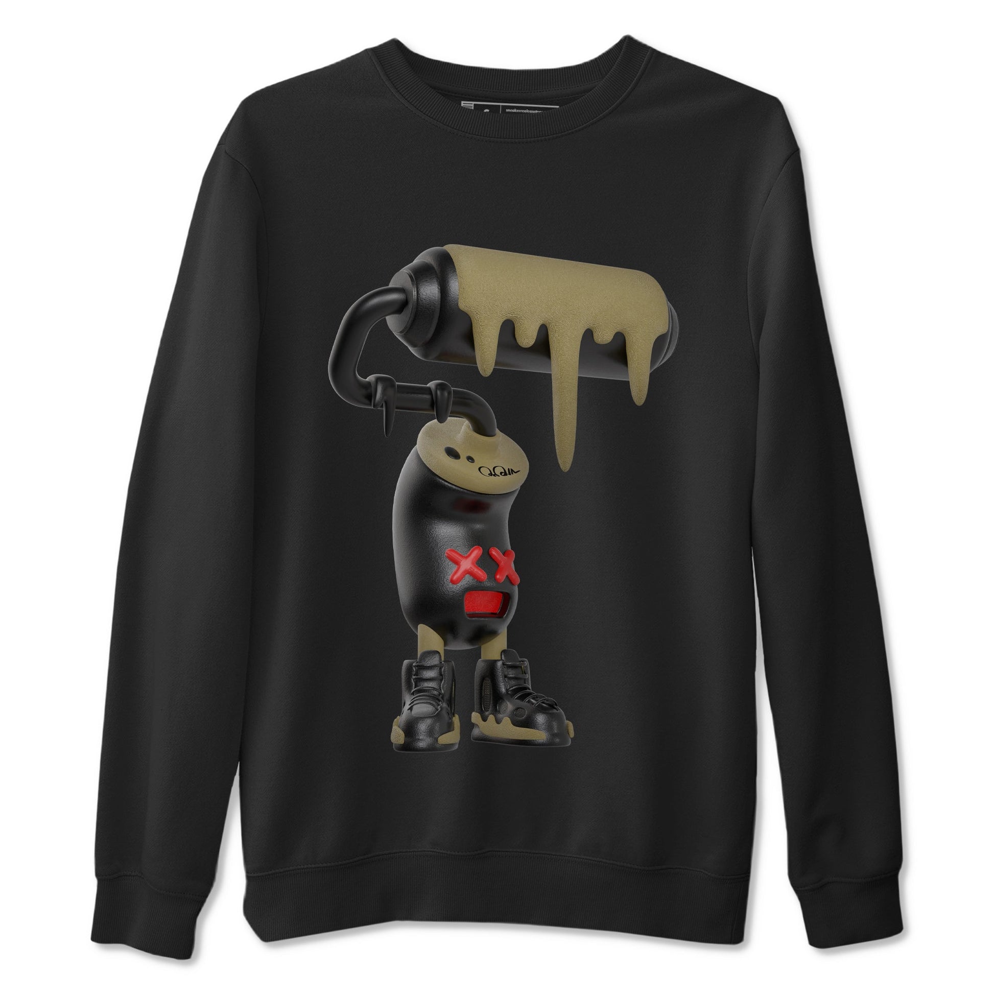 9s Olive shirts to match jordans 3D Paint Roller sneaker match tees Air Jordan 9 Olive match shoes to clothes SNRT Sneaker Tees unisex cotton Black 2 shirts