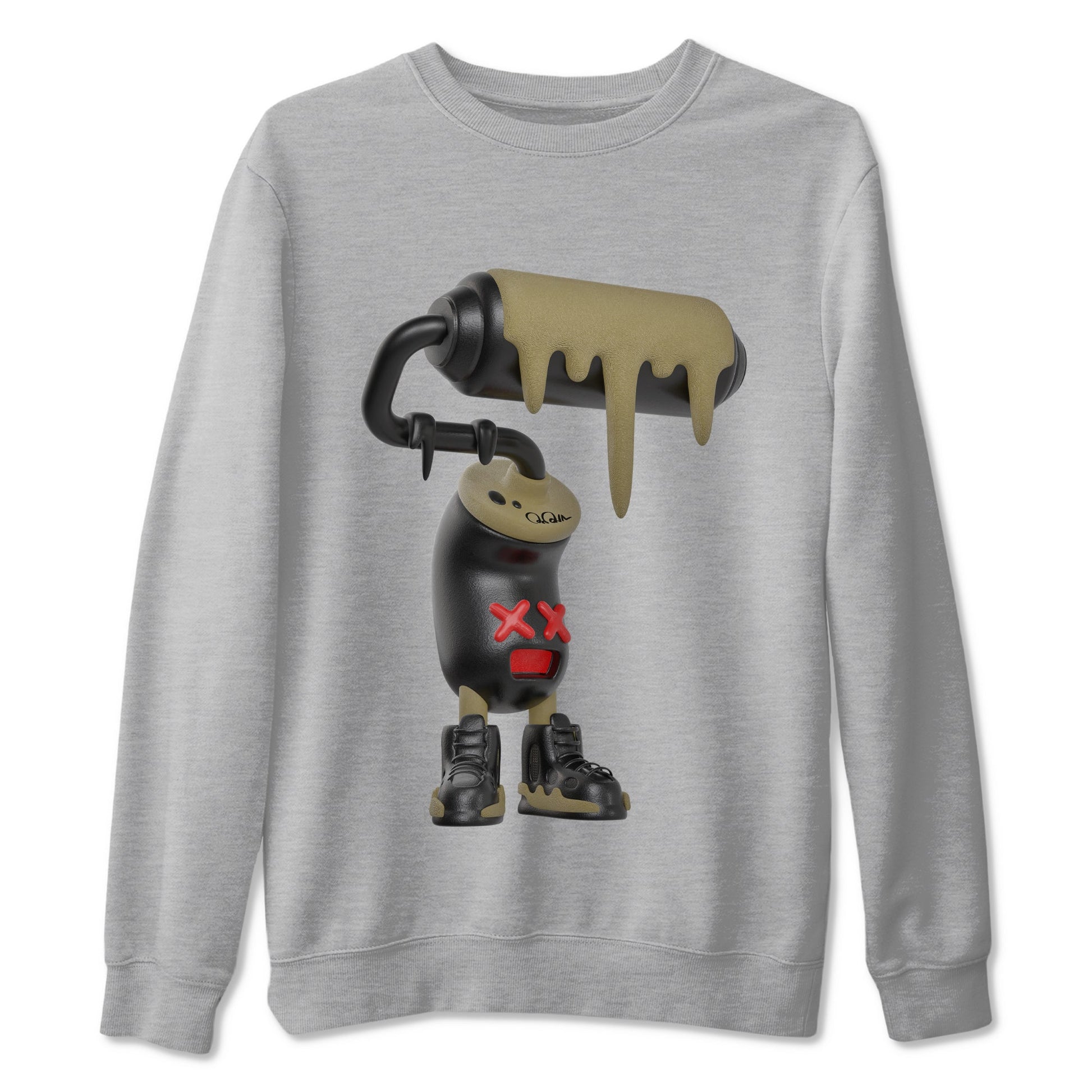 9s Olive shirts to match jordans 3D Paint Roller sneaker match tees Air Jordan 9 Olive match shoes to clothes SNRT Sneaker Tees unisex cotton Heather Grey 2 shirts