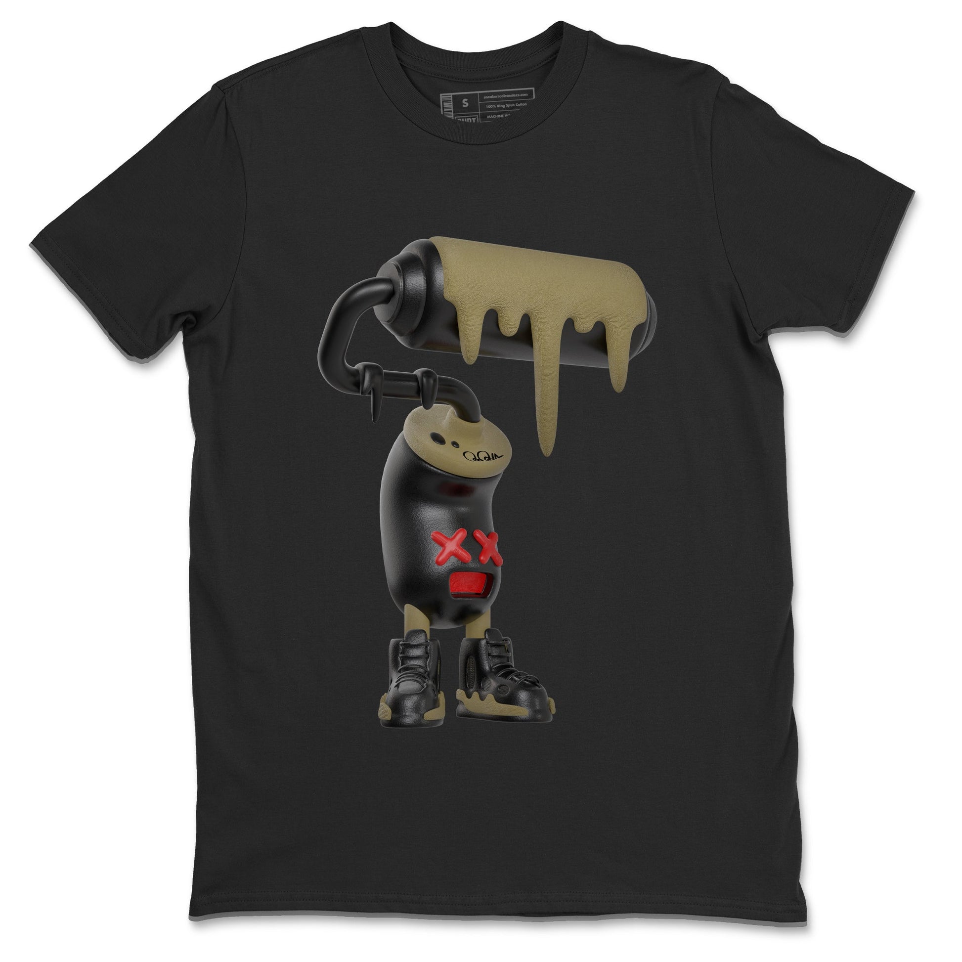 9s Olive shirts to match jordans 3D Paint Roller sneaker match tees Air Jordan 9 Olive match shoes to clothes SNRT Sneaker Tees unisex cotton Black 2 shirts