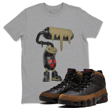 9s Olive shirts to match jordans 3D Paint Roller sneaker match tees Air Jordan 9 Olive match shoes to clothes SNRT Sneaker Tees unisex cotton Heather Grey 1 shirts