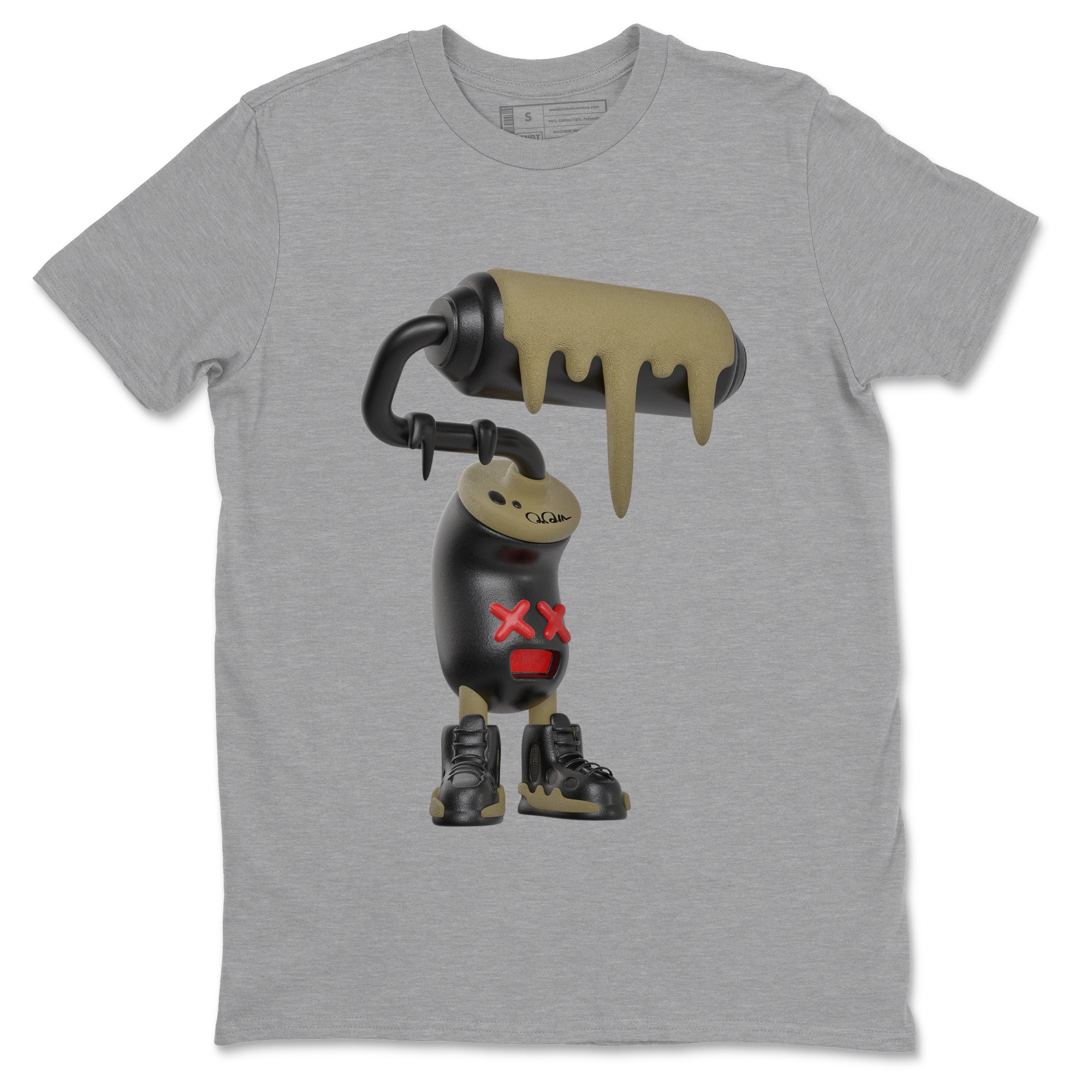9s Olive shirts to match jordans 3D Paint Roller sneaker match tees Air Jordan 9 Olive match shoes to clothes SNRT Sneaker Tees unisex cotton Heather Grey 2 shirts