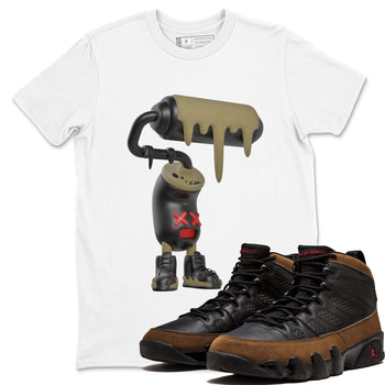 9s Olive shirts to match jordans 3D Paint Roller sneaker match tees Air Jordan 9 Olive match shoes to clothes SNRT Sneaker Tees unisex cotton White 1 shirts
