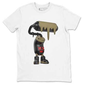 9s Olive shirts to match jordans 3D Paint Roller sneaker match tees Air Jordan 9 Olive match shoes to clothes SNRT Sneaker Tees unisex cotton White 2 shirts