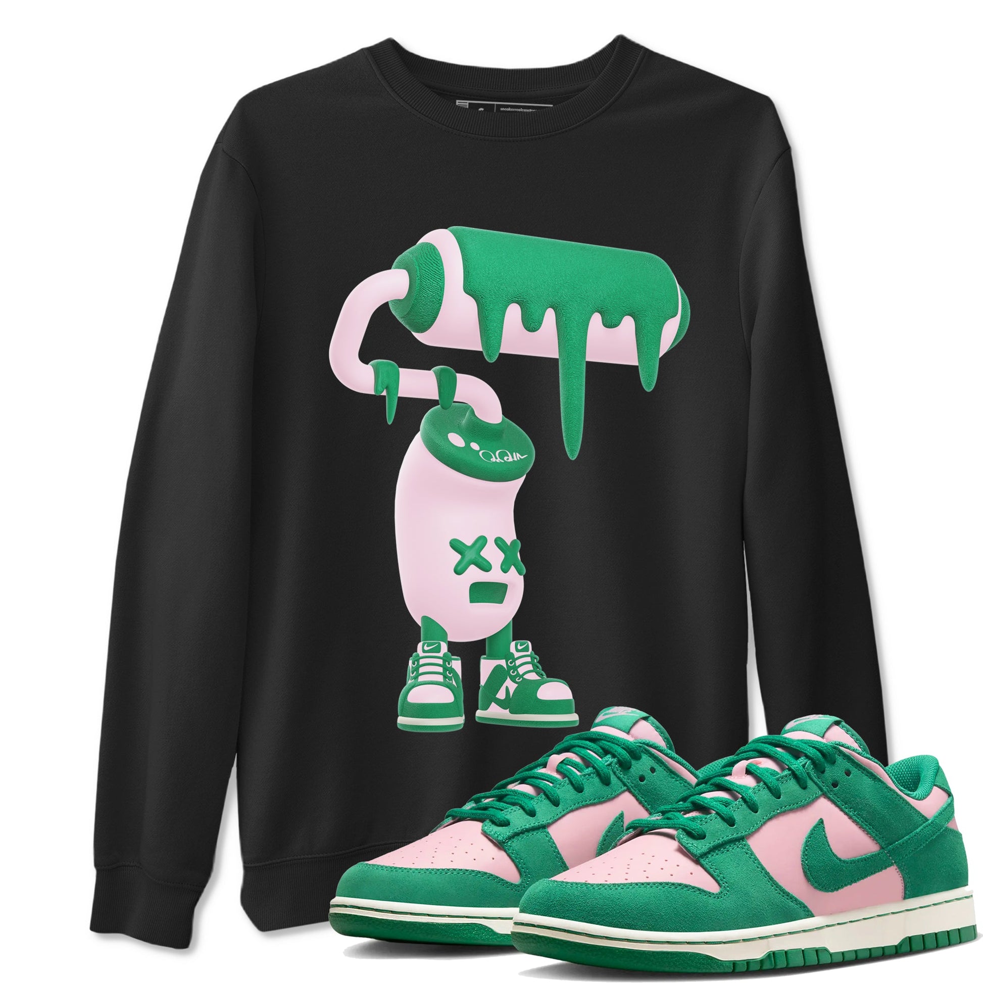 Dunk Low Medium Soft Pink Malachite shirt to match jordans 3D Paint Roller sneaker tees Dunk Retro SE Medium Soft Pink Malachite SNRT Sneaker Release Tees unisex cotton Black 1 crew neck shirt