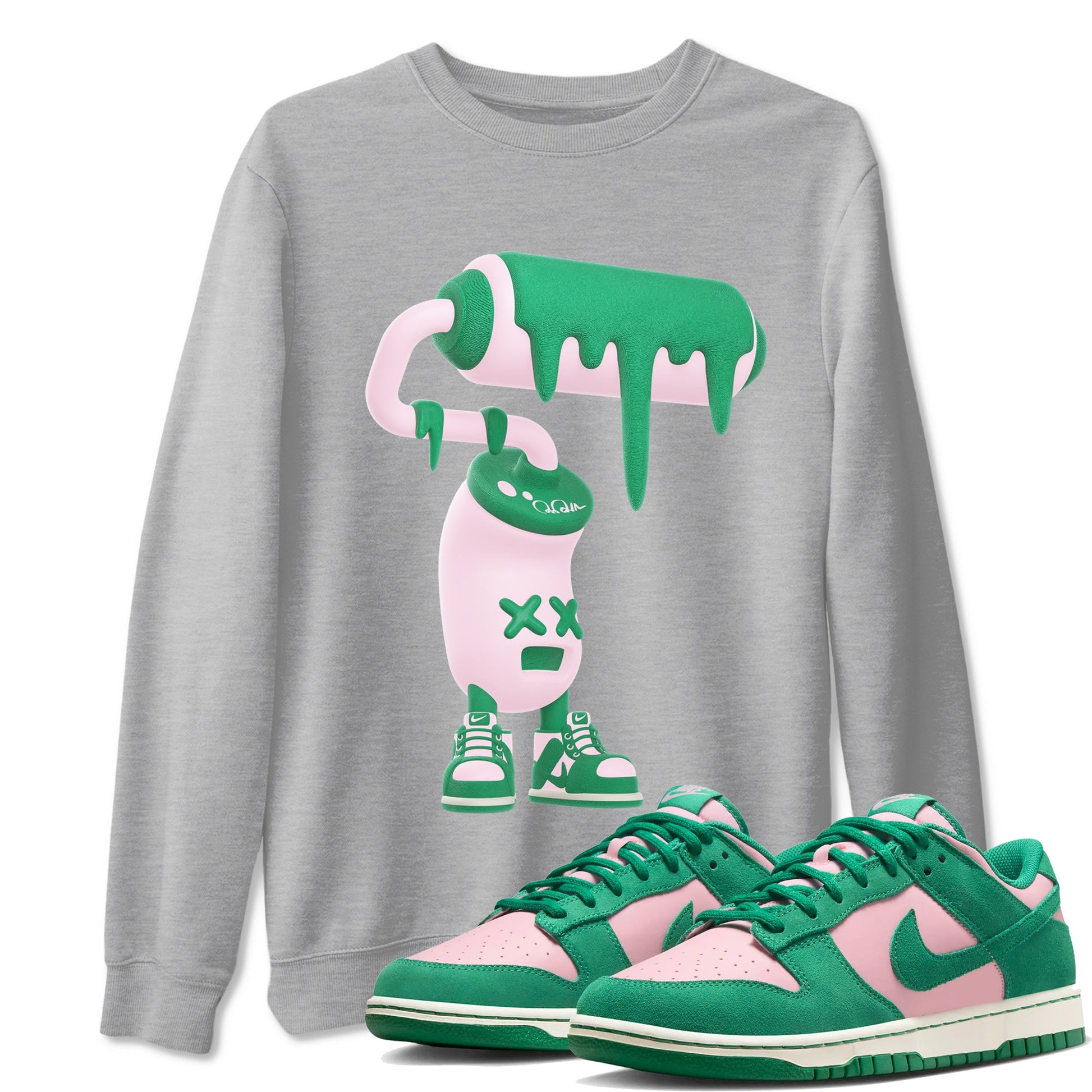 Dunk Low Medium Soft Pink Malachite shirt to match jordans 3D Paint Roller sneaker tees Dunk Retro SE Medium Soft Pink Malachite SNRT Sneaker Release Tees unisex cotton Heather Grey 1 crew neck shirt