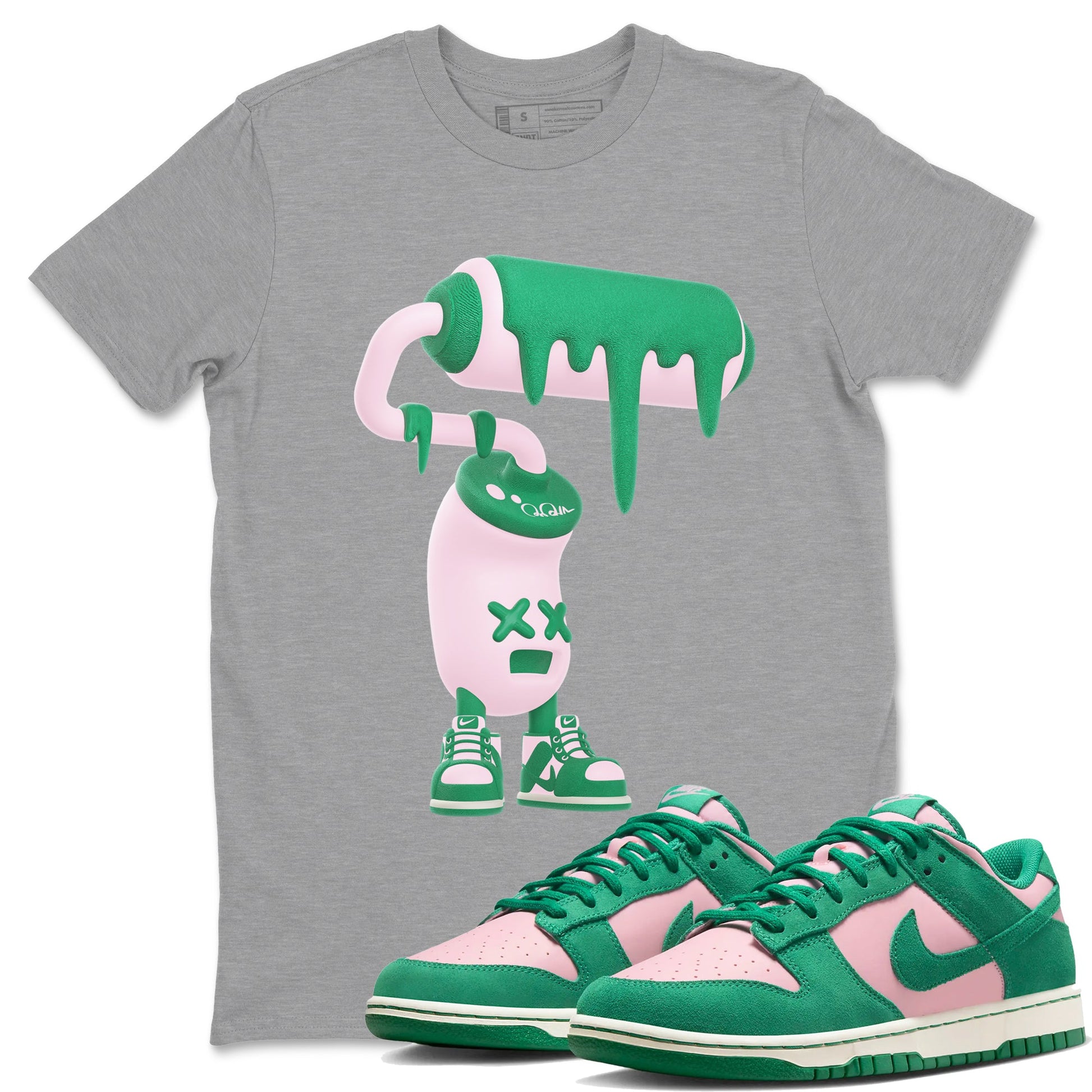 Dunk Low Medium Soft Pink Malachite shirt to match jordans 3D Paint Roller sneaker tees Dunk Retro SE Medium Soft Pink Malachite SNRT Sneaker Release Tees unisex cotton Heather Grey 1 crew neck shirt