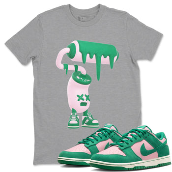 Dunk Low Medium Soft Pink Malachite shirt to match jordans 3D Paint Roller sneaker tees Dunk Retro SE Medium Soft Pink Malachite SNRT Sneaker Release Tees unisex cotton Heather Grey 1 crew neck shirt