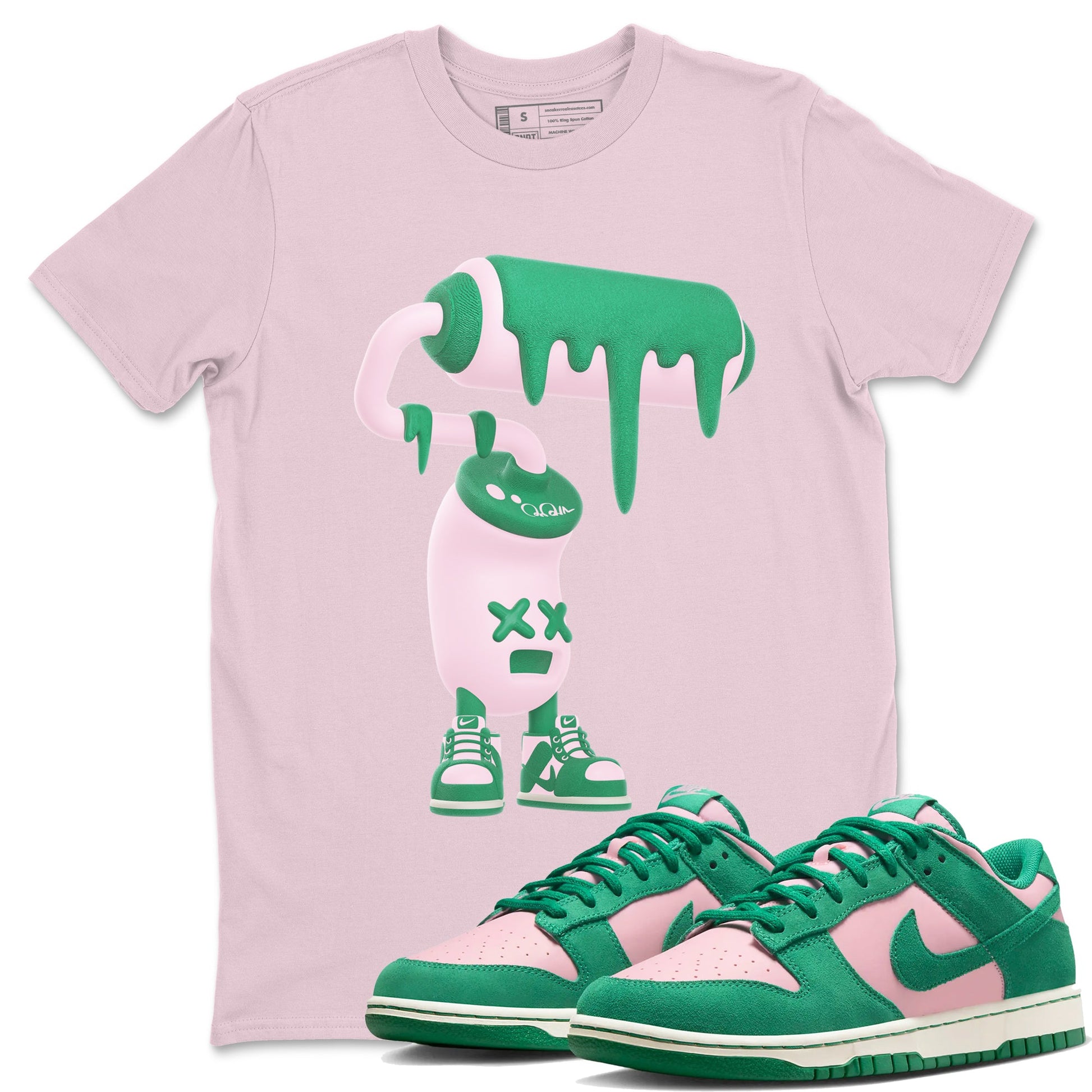 Dunk Low Medium Soft Pink Malachite shirt to match jordans 3D Paint Roller sneaker tees Dunk Retro SE Medium Soft Pink Malachite SNRT Sneaker Release Tees unisex cotton Pink 1 crew neck shirt