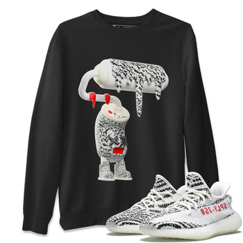 Yeezy 350 Zebra Sneaker Match Tees 3D Paint Roller Sneaker Tees Yeezy Boost 350 V2 Zebra Sneaker Release Tees Unisex Shirts Black 1