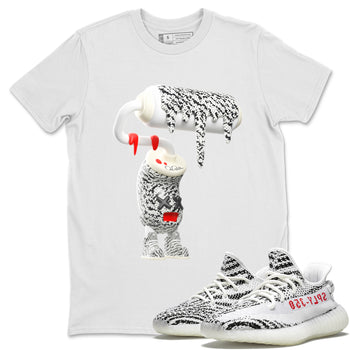 Yeezy 350 Zebra Sneaker Match Tees 3D Paint Roller Sneaker Tees Yeezy Boost 350 V2 Zebra Sneaker Release Tees Unisex Shirts White 1