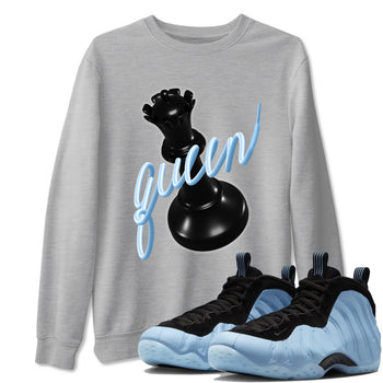 3D Queen sneaker match t-shirt styled to complete your fit with the Air Foamposite One Psychic Blue sneakers, shown in Heather Grey 1.