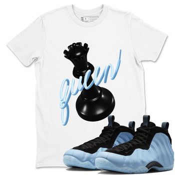 3D Queen sneaker match t-shirt styled to complete your fit with the Air Foamposite One Psychic Blue sneakers, shown in White 1.