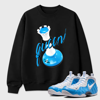 Best Sneakerfit Graphic Tee. Graphic Outfits. Sneaker Tees To Match Air Foamposite Pro University Blue Sneakers – 3D Queen Tee Black 1