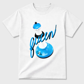 Best Sneakerfit Graphic Tee. Graphic Outfits. Sneaker Tees To Match Air Foamposite Pro University Blue Sneakers – 3D Queen Tee White 2