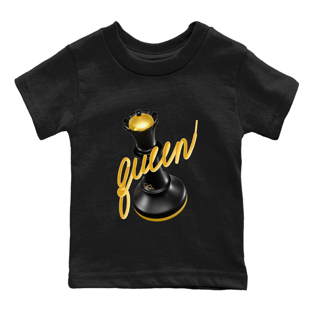 1s Black Metallic Gold shirts to match jordans 3D Queen sneaker match tees Air Jordan 1 Black Metallic Gold SNRT Sneaker Tees streetwear brand Baby and Youth Black 2 cotton tee