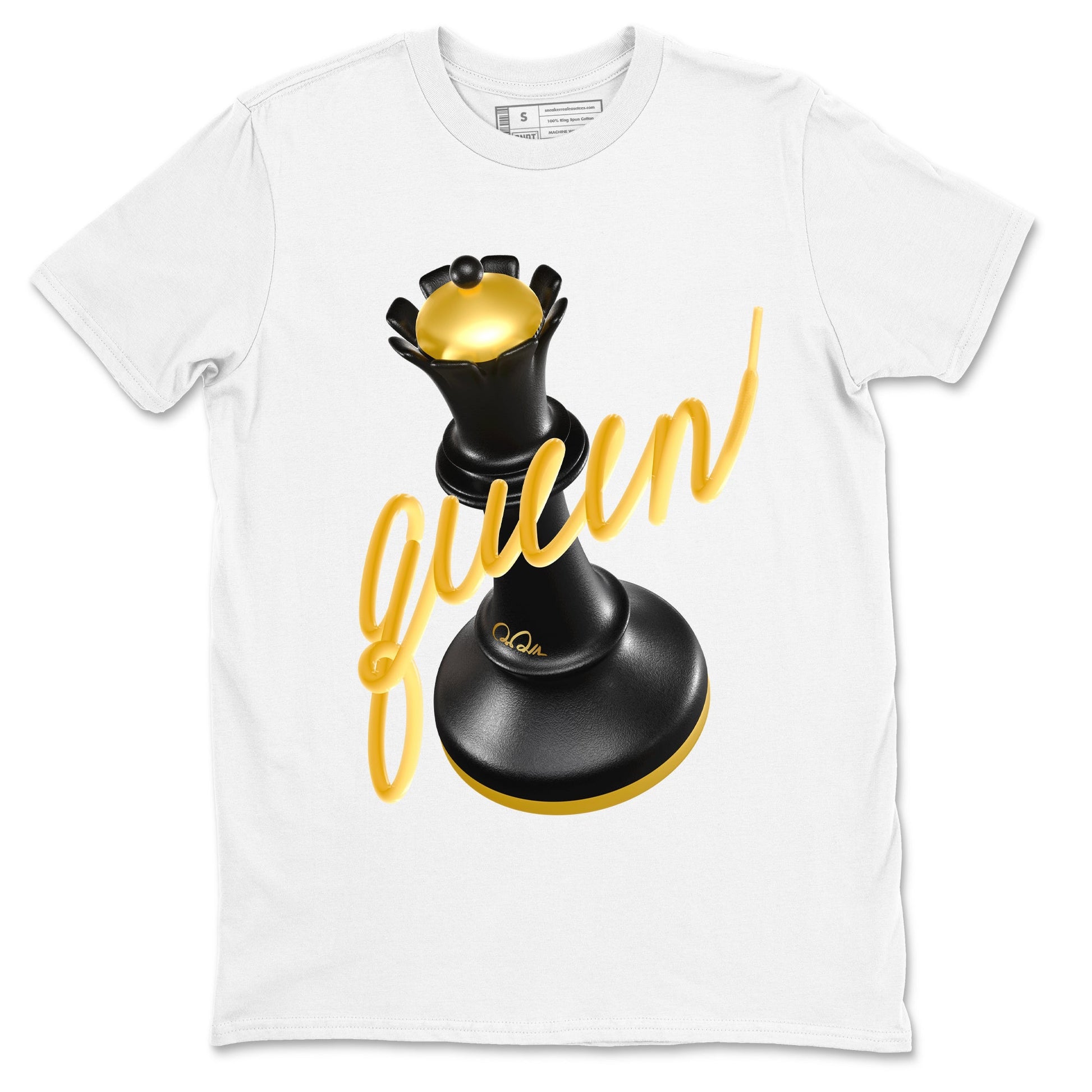 1s Black Metallic Gold shirts to match jordans 3D Queen sneaker match tees Air Jordan 1 Black Metallic Gold SNRT Sneaker Tees streetwear brand White 2 unisex cotton tee