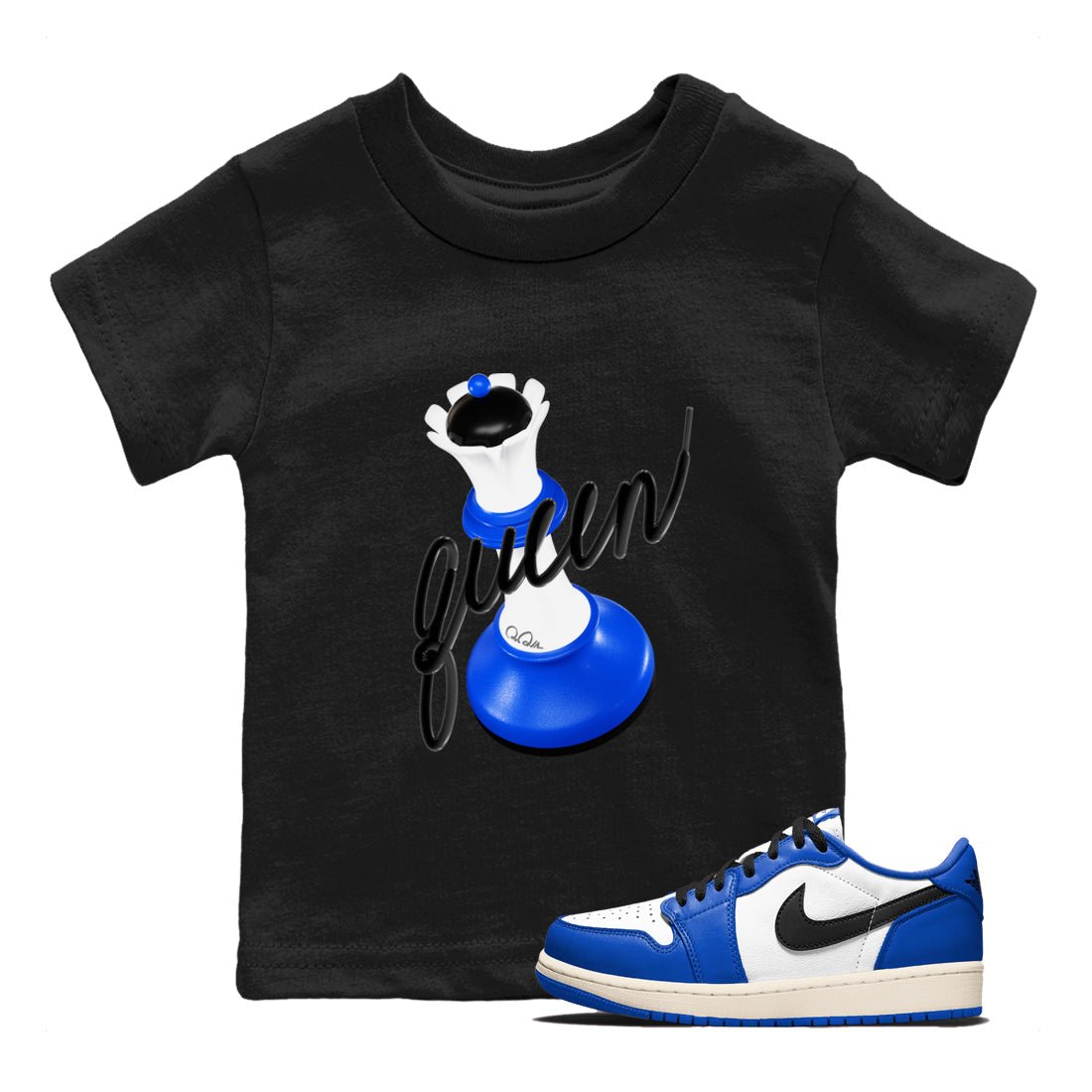 AJ1 Game Royal shirt to match jordans 3D Queen sneaker tees Air Jordan 1 Game Royal SNRT sneaker release tees baby toddler Black 1 cotton Shirt