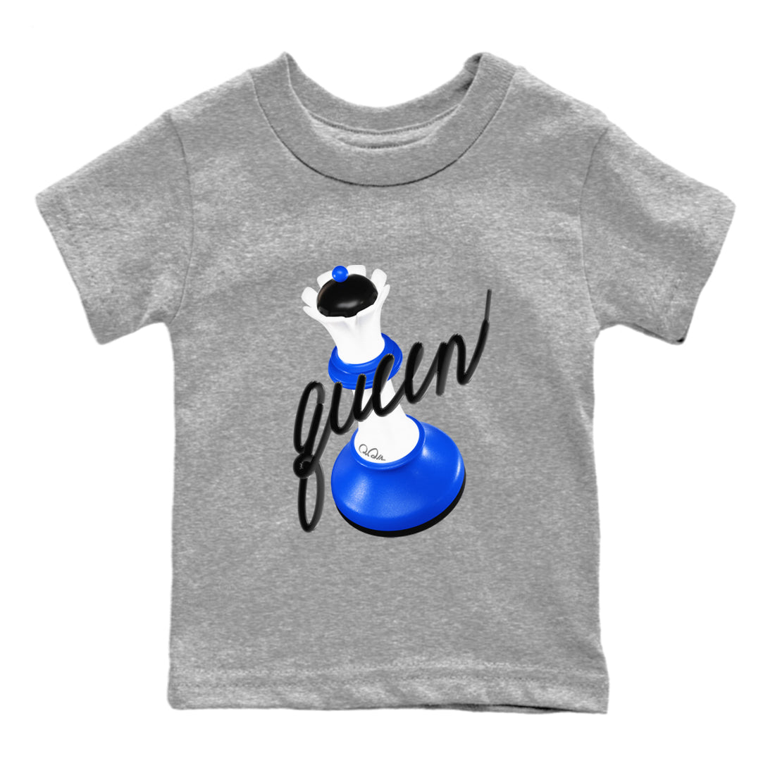 AJ1 Game Royal shirt to match jordans 3D Queen sneaker tees Air Jordan 1 Game Royal SNRT sneaker release tees baby toddler Heather Grey 2 cotton Shirt