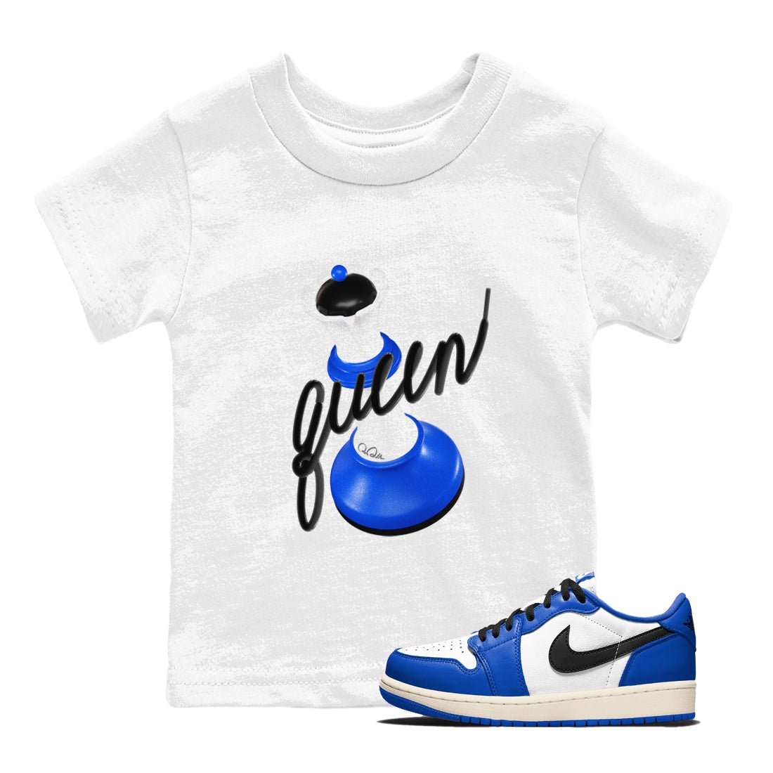 AJ1 Game Royal shirt to match jordans 3D Queen sneaker tees Air Jordan 1 Game Royal SNRT sneaker release tees baby toddler White 1 cotton Shirt