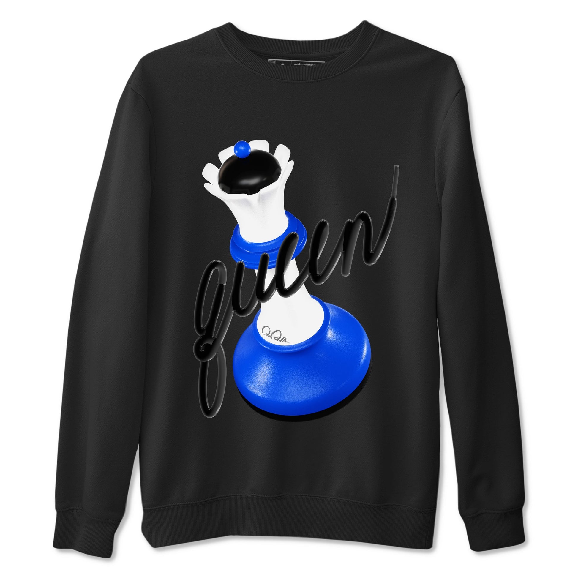 AJ1 Game Royal shirt to match jordans 3D Queen sneaker tees Air Jordan 1 Game Royal SNRT Sneaker Release Tees unisex cotton Black 2 crew neck shirt