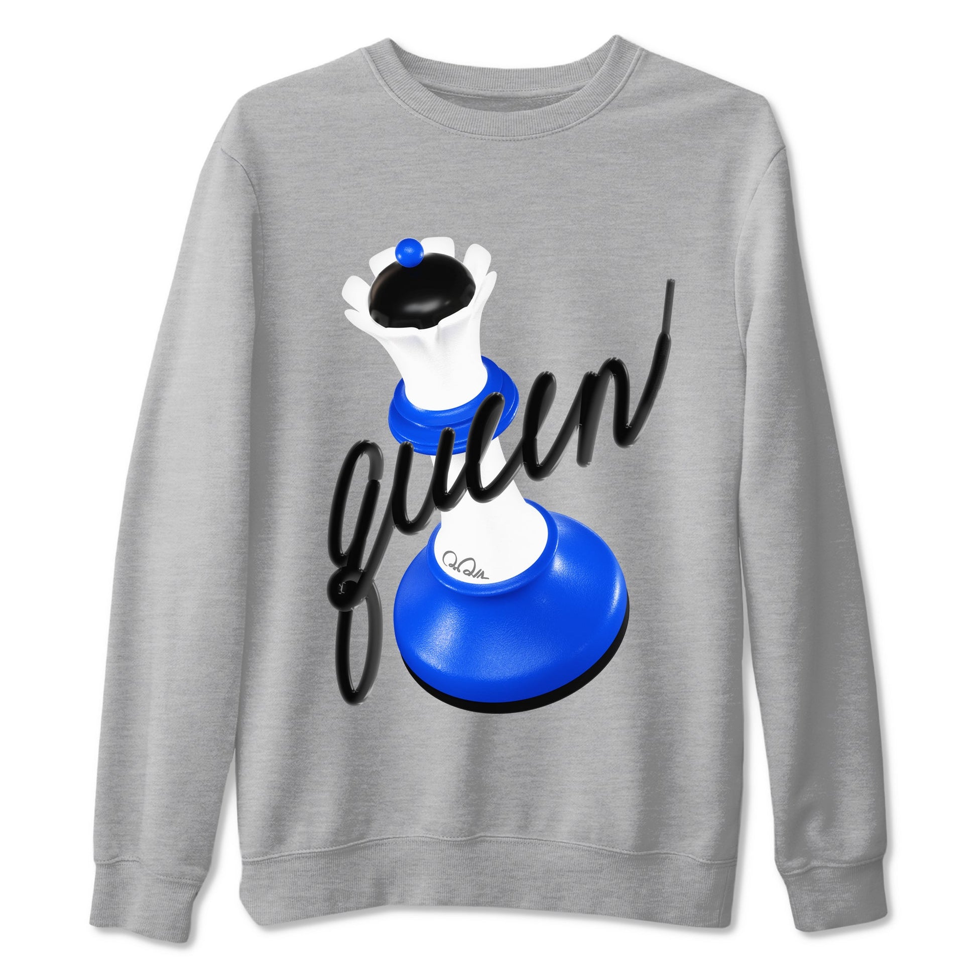 AJ1 Game Royal shirt to match jordans 3D Queen sneaker tees Air Jordan 1 Game Royal SNRT Sneaker Release Tees unisex cotton Heather Grey 2 crew neck shirt