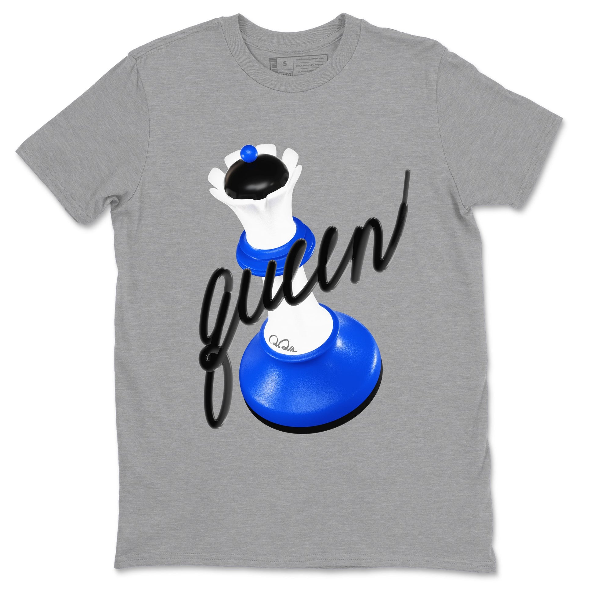 AJ1 Game Royal shirt to match jordans 3D Queen sneaker tees Air Jordan 1 Game Royal SNRT Sneaker Release Tees unisex cotton Heather Grey 2 crew neck shirt